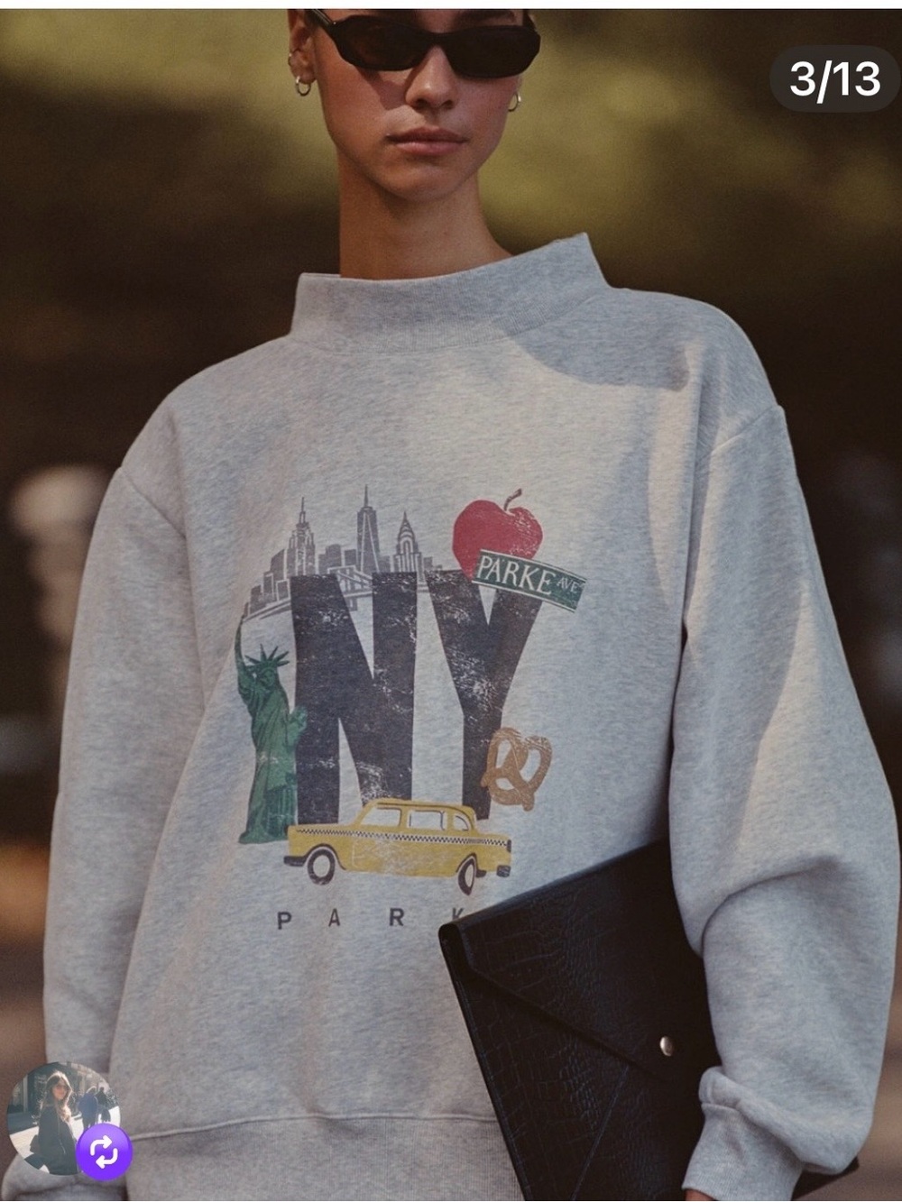 New PARKE NYC Pop Up Graphic Crewneck Sweatshirt L XL